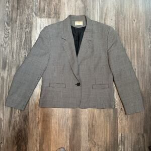 Vintage Pendleton Houndstooth Blazer Women’s‎ Size 14 Black White Tapered Back